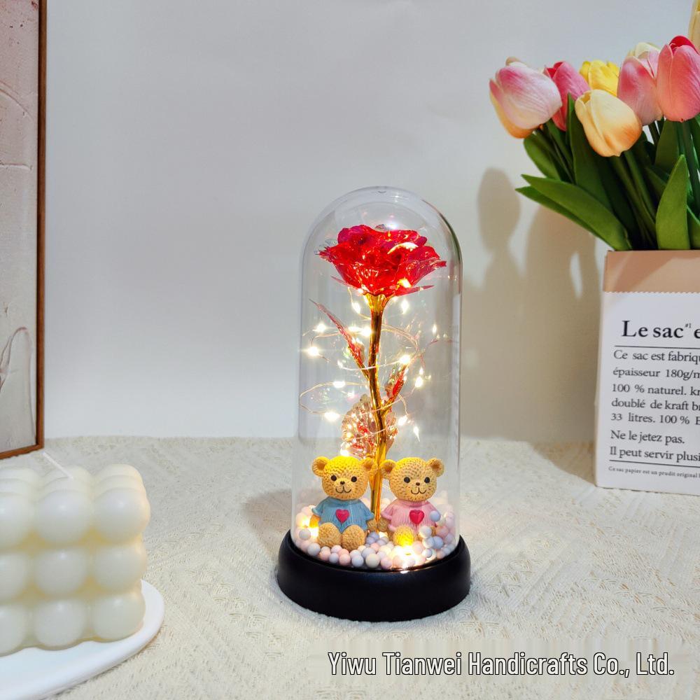 Valentine's Day Light-Up Preserved Rose Night Light with Acrylic Cover - Perfect Birthday Gift for Girls