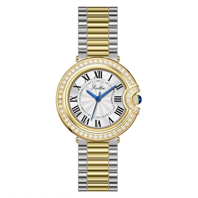 Scottie Gaudi ins wind steel belt diamond women's watch watch female Roman women's temperament watch 9556