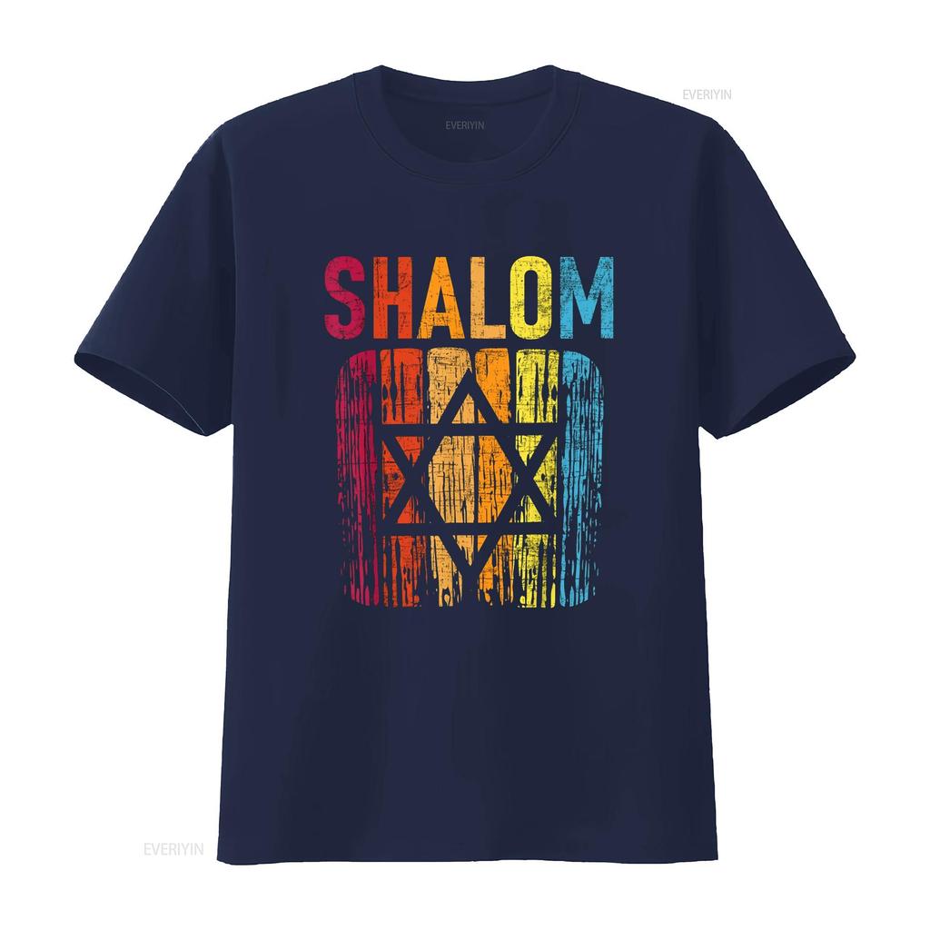 Shalom Retro Star Of David Jewish Peace Hebrew Israelites T Shirt vintage Washed Soft Casual designer clothes Slightly