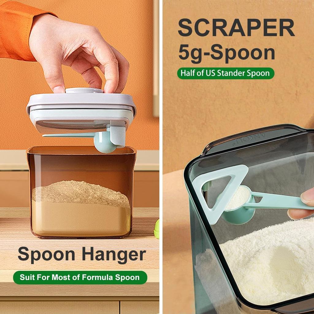 One-Push Formula Container, 2300ml Formula Dispenser with Scoop and Scraper, Milk Powder Container with Lids