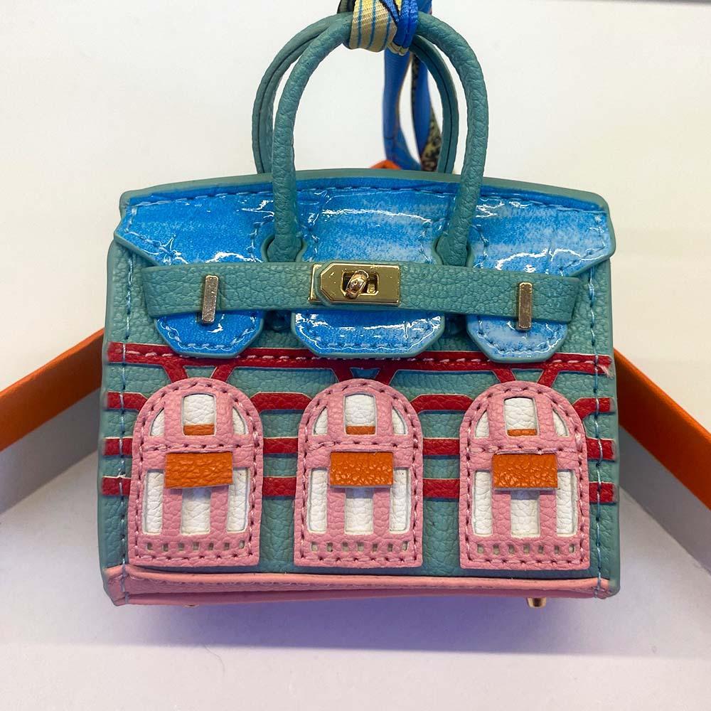 Taschenzubehör, kleines Haus, Platin-Tasche, kleiner Anhänger, Kopfhörertasche, Autoschlüsselanhänger, kreatische Mini-Münztasche, Anhänger, weiblich. rosa grün