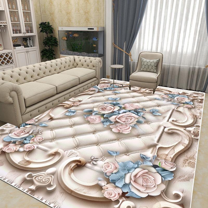 Flower Carpet Living Room Sofa Rugs European Style Luxury Bedroom Decoration Bedside Rug Large Room Cloakroom Lounge Floor Mats