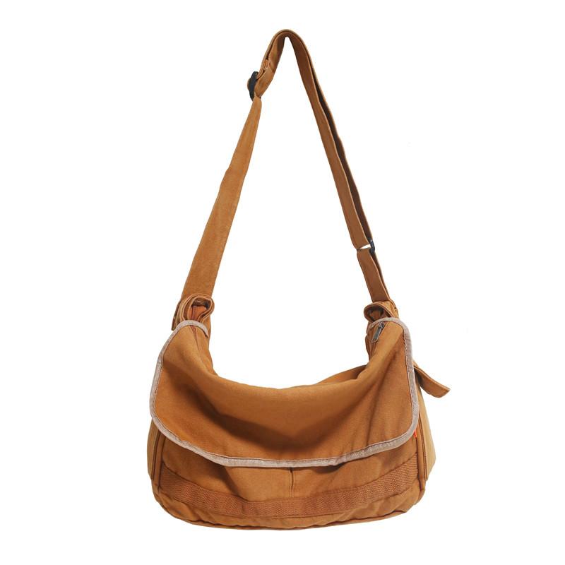 HOCODO Borsa a Tracolla Multi Tasche Grande Capacità Borsa a Spalla da Ragazza Colore Solido Borsa da Donna Moda Tela Borsa a Tracolla Scolastica