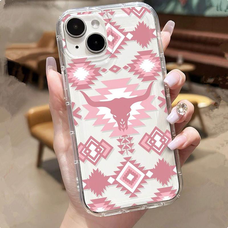 Geometric Bull Pink TPU Soft Phone Case for  14 Pro Cases Mi 13 12 11 Lite 14 13T 12T Poco X6 X3 F5 Pro Anti-Fall Cover