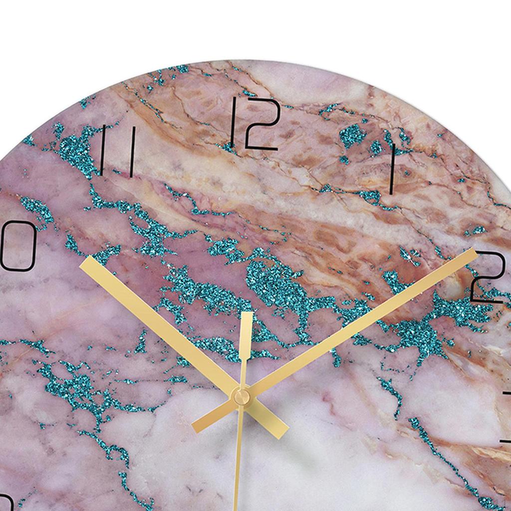 12 in Moderne leise Quarz-Wanduhr Nicht tickende Glasmarmorierung