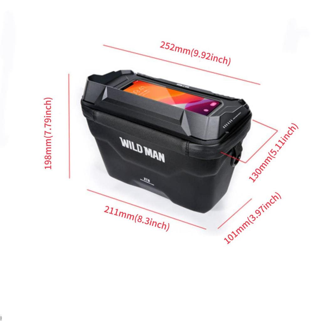 WILD MAN Quick Release Design 3L Rainproof Bicycle Handlebar Bag, Hard Shell Bike Basket, Perfect for MTB, Mountain Road Bikes, and Scooters (XT8)