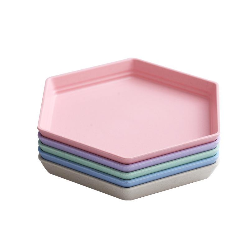 1PC Hexagonal Snack Plate Vinegar Dish Household Food Grade Plastic Spit Bone Party Dinner Dishes Camping Dinnerware