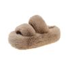 Mao Mao slippers women's autumn and winter outer wear warm thick-soled one-word slippers plush drag casual double-belt cotton slippers