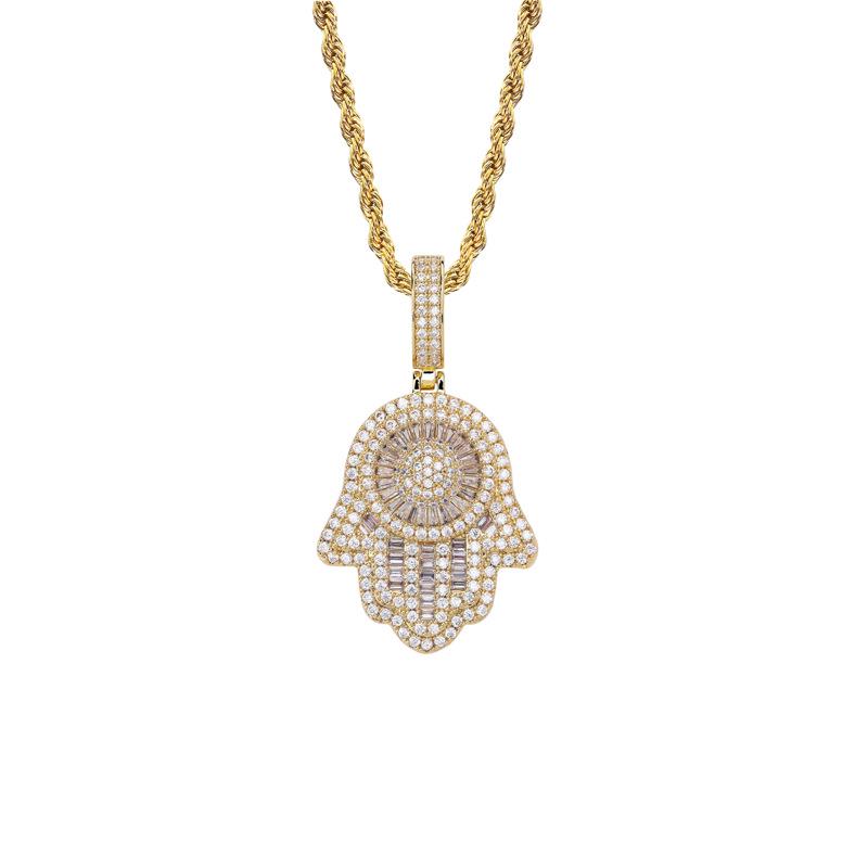 Men's Trendy Retro Fatima Hand Zircon Necklace