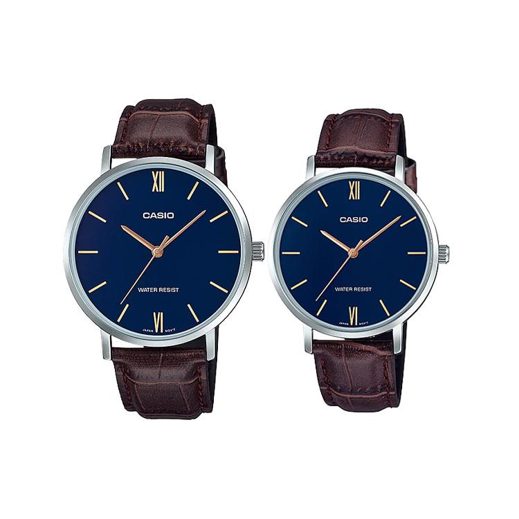 CASIO Unisex Pair Table Series Blue Watch MTP-VT01L-2B P-VT01L-2B