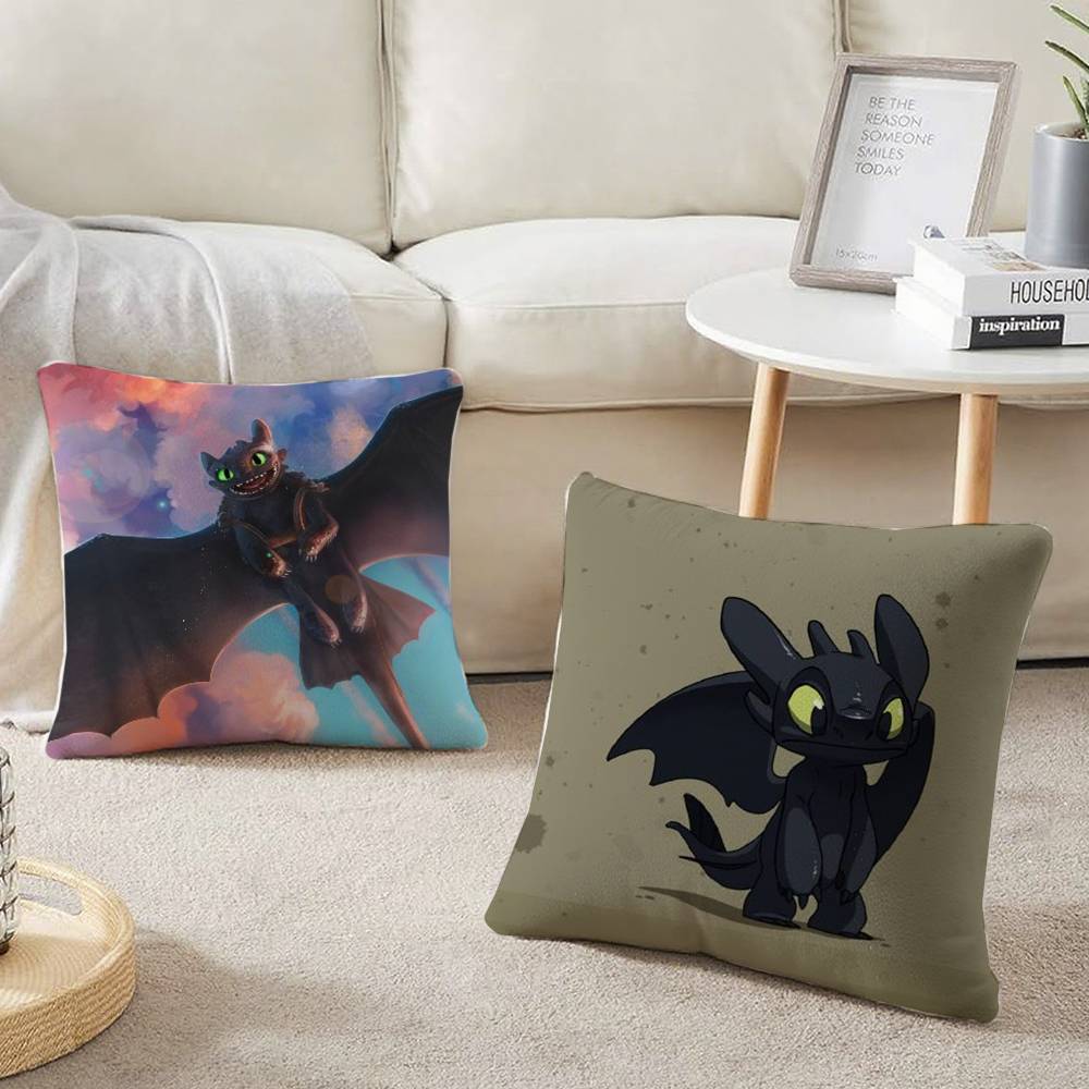 Housse de coussin anime Dragon T-Toothless Décoration d'intérieur Jeté pour canapé, lit, voiture Décoration de chambre Idée cadeau