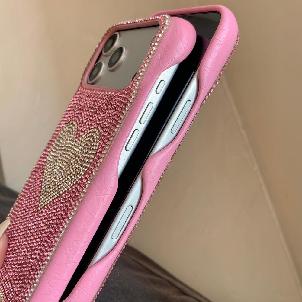 Premium sense three-dimensional flash diamond white background rose red love is suitable for Apple 17promax mobile phone case iphone16 new women's