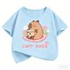 Capybara Kids Clothing Tees Summer Printed Cartoon Fashion Cotton Short Sleeve Tshirt Girls Casual Tops T Shirts Crewneck