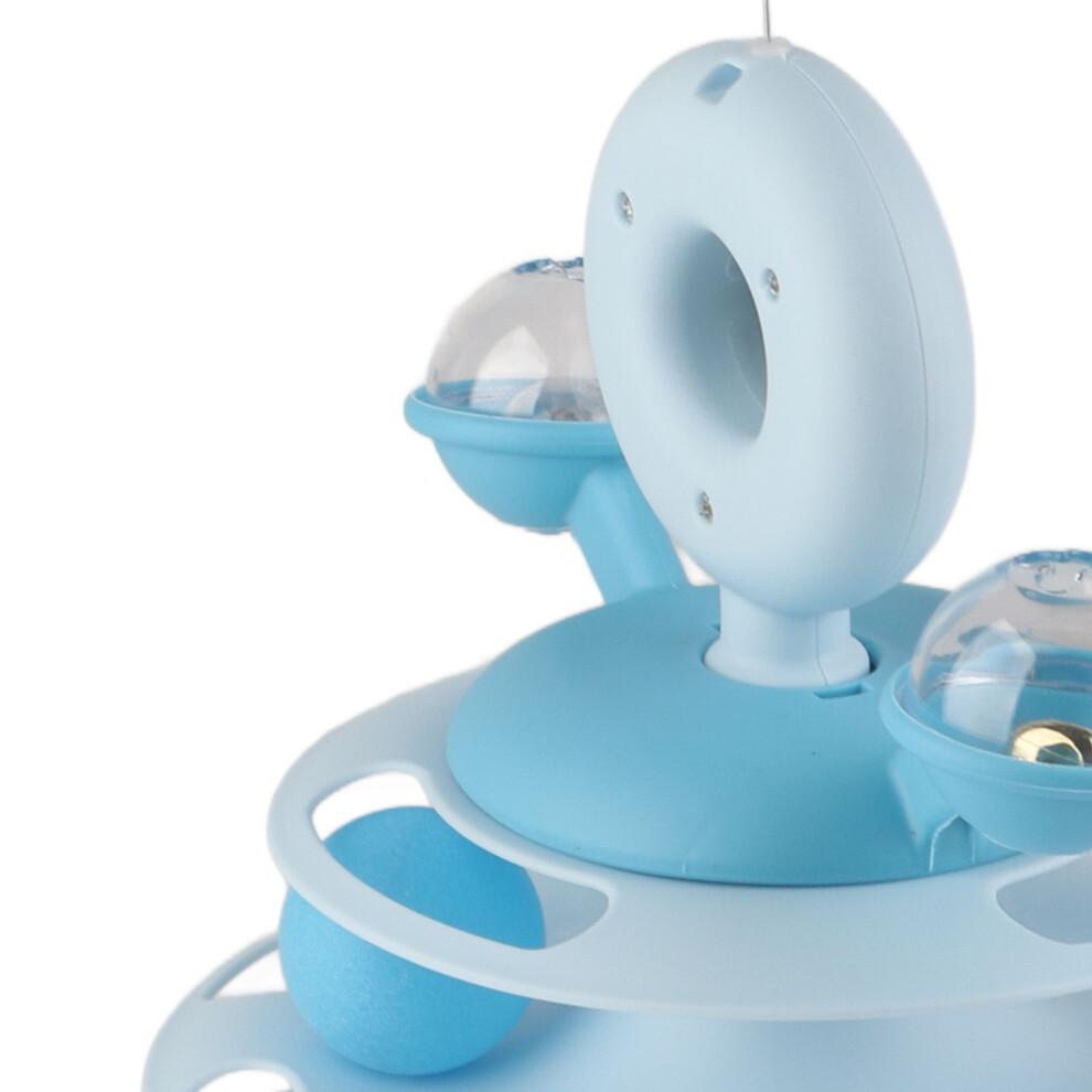 Blue 4-Layer Cat Ball Tower Toy with Feather & Catnip for Exercise