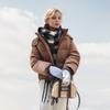 GMXIA Women's Vintage Casual Solid Color Print Autumn Winter Long Sleeve Stand up Jackets & Coats