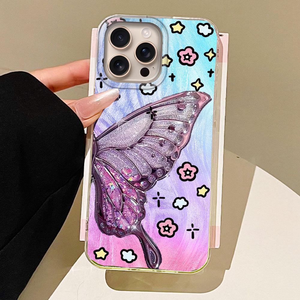 

Зеленая бабочка красочный женский чехол для телефона для iphone 16 15 14 7 8 Plus 13 11 12 Pro Max X XS XR SE 2022 16e TPU сумки чехол iPhone 12 pro белый
