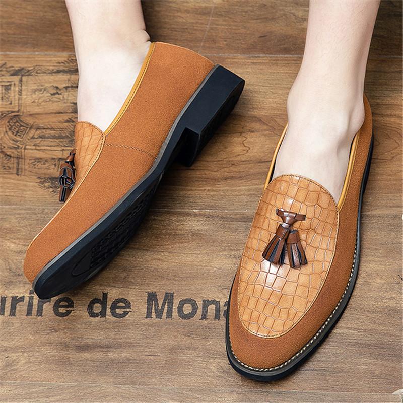 Nové Pánské Špičaté Černé Hnědé Střapce Nazouvací Boty Baleríny Společenské Patchworkové Mokasíny Obuv na Párty Návrat Domů Zapatos Hombre