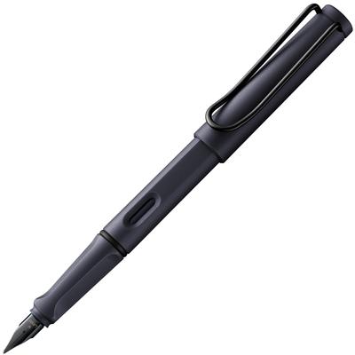 LAMY Safari Steel Black Fountain Pen Ergonomic Grip and Polished Steel Size EF Ideal for Writing and Calligraphy Includes LAMY T10 Blue Ink Cartridge