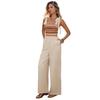 Combinaison pour femme 2026 Style ethnique Broderie couleur Taille haute Bretelles Sans manches