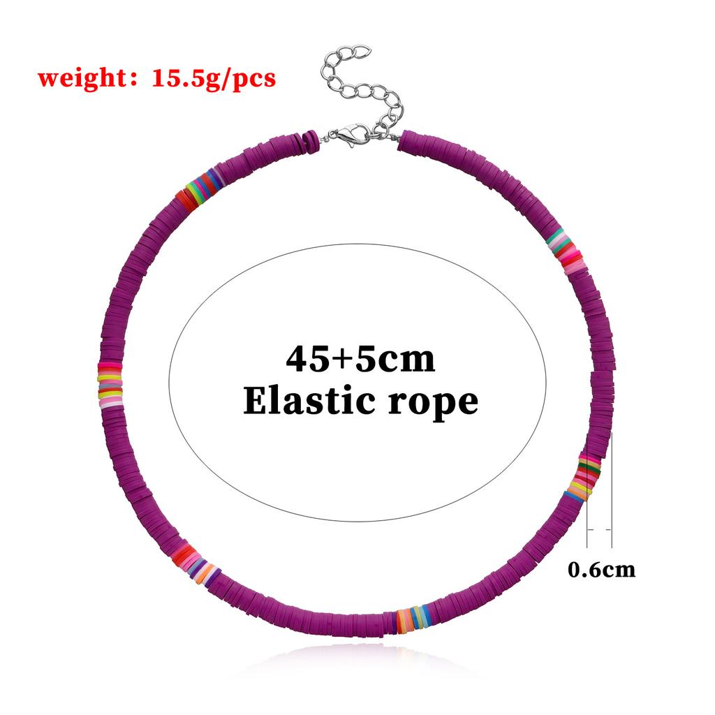 Casual style color soft pottery choker necklace, fashionable 1mm disc neck chain necklace