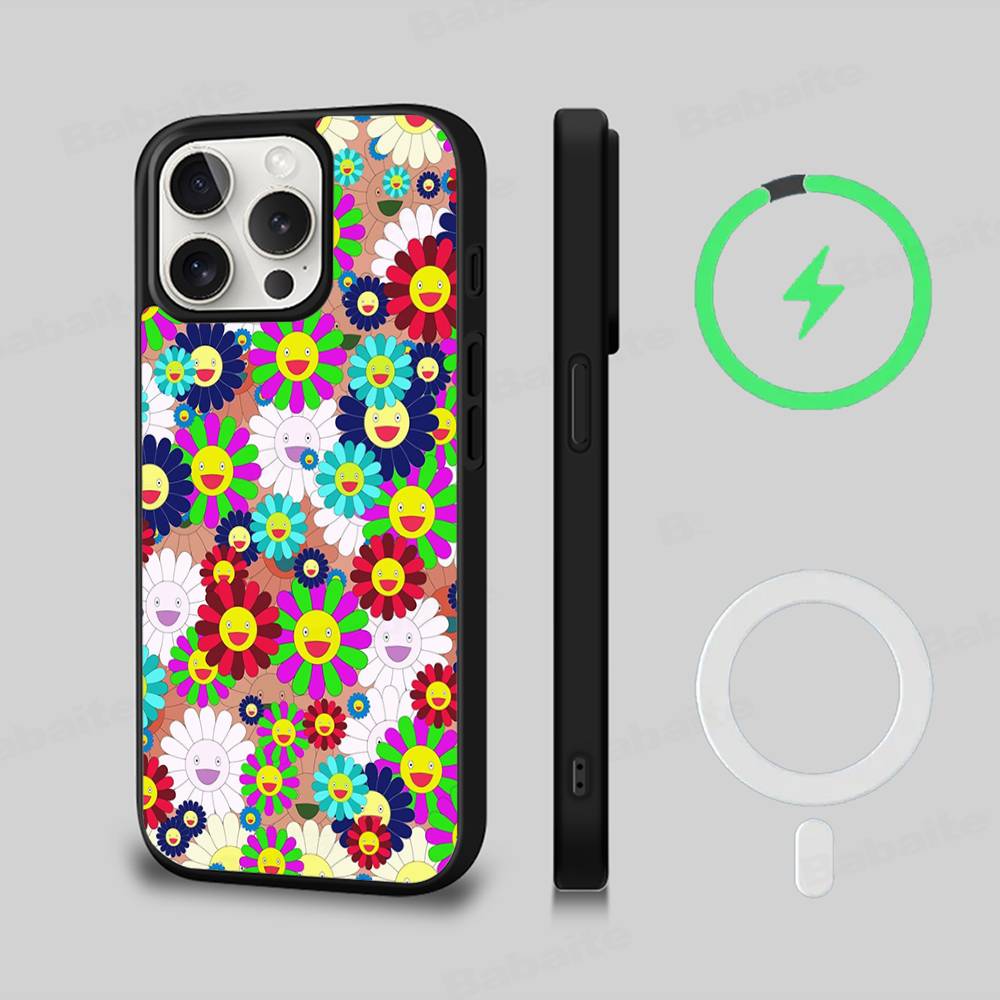 Japonský Artisti M-murakami T-takash Art Barevný Magnetický Kryt Pro iPhone 17 16 14 13 15 Pro Max Bezdrátové Nabíjení Kryt Telefonu