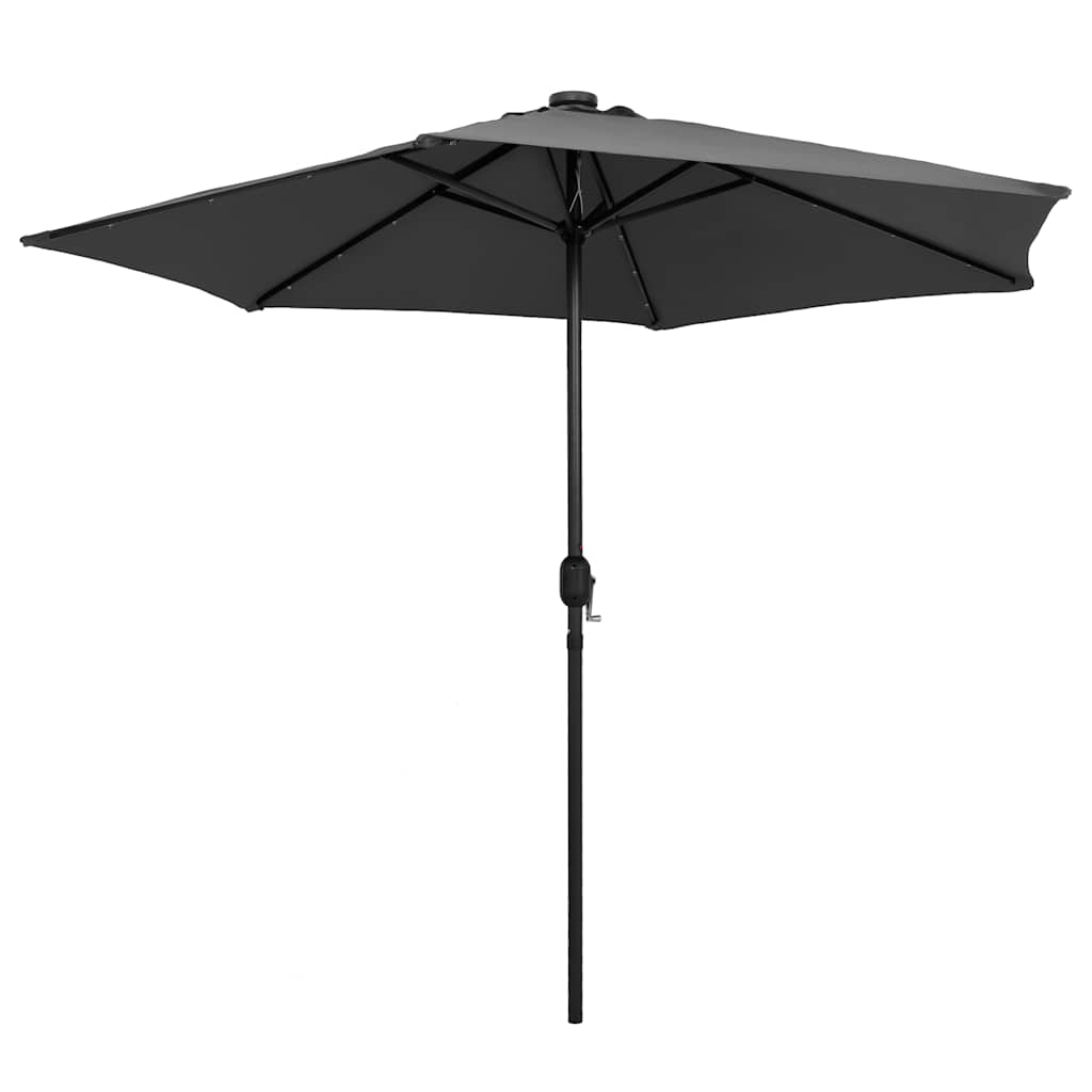 vidaXL Sonnenschirm mit LED-Beleuchtung und Alu-Mast 270 cm Anthrazit