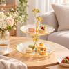 Shaped Two-Tier Serving Tray Elegant Snack Stand with Floral Supports