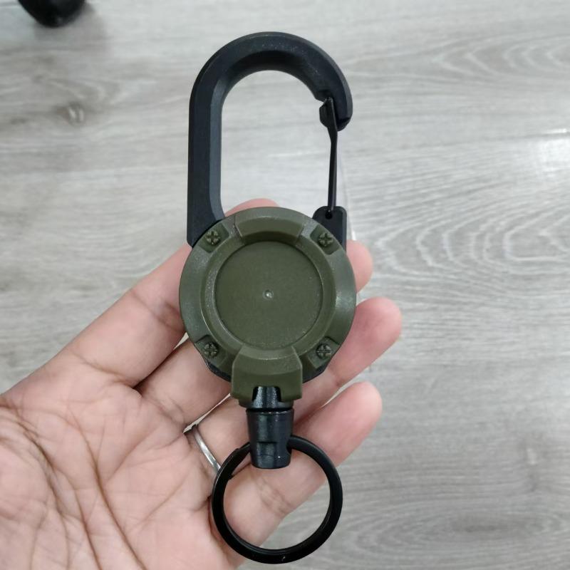 1 Stück einziehbarer robuster Abziehrolle Ausweisrolle Schlüsselanhänger Starkes Stahlseil Seilverschluss Feder Schlüsselring Outdoor Schlüsselanhänger