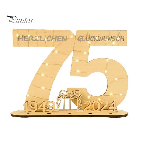 

Деревянная табличка на день рождения 2024 года, гостевая книга со светодиодной подсветкой, 65/70/75/80/90-й день рождения, годовщина свадьбы, празднование, номерной знак, украшение рабочего стола C