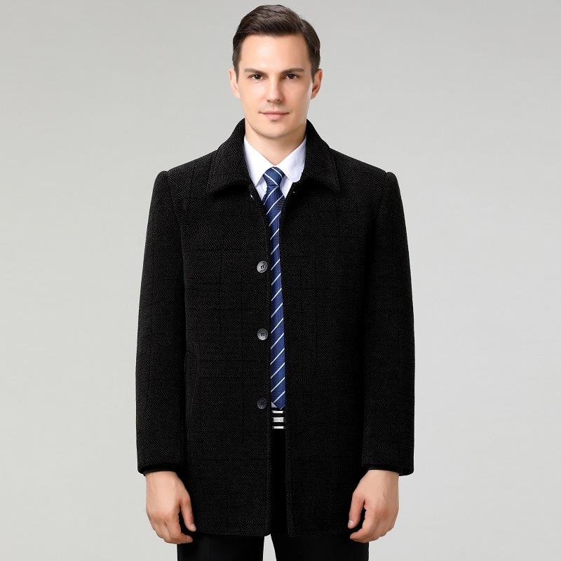 

Мужское кашемировое пальто зимнее, новый стиль, для среднего и пожилого возраста, теплое, съемная подкладка, деловое, повседневное, для папы 4XL