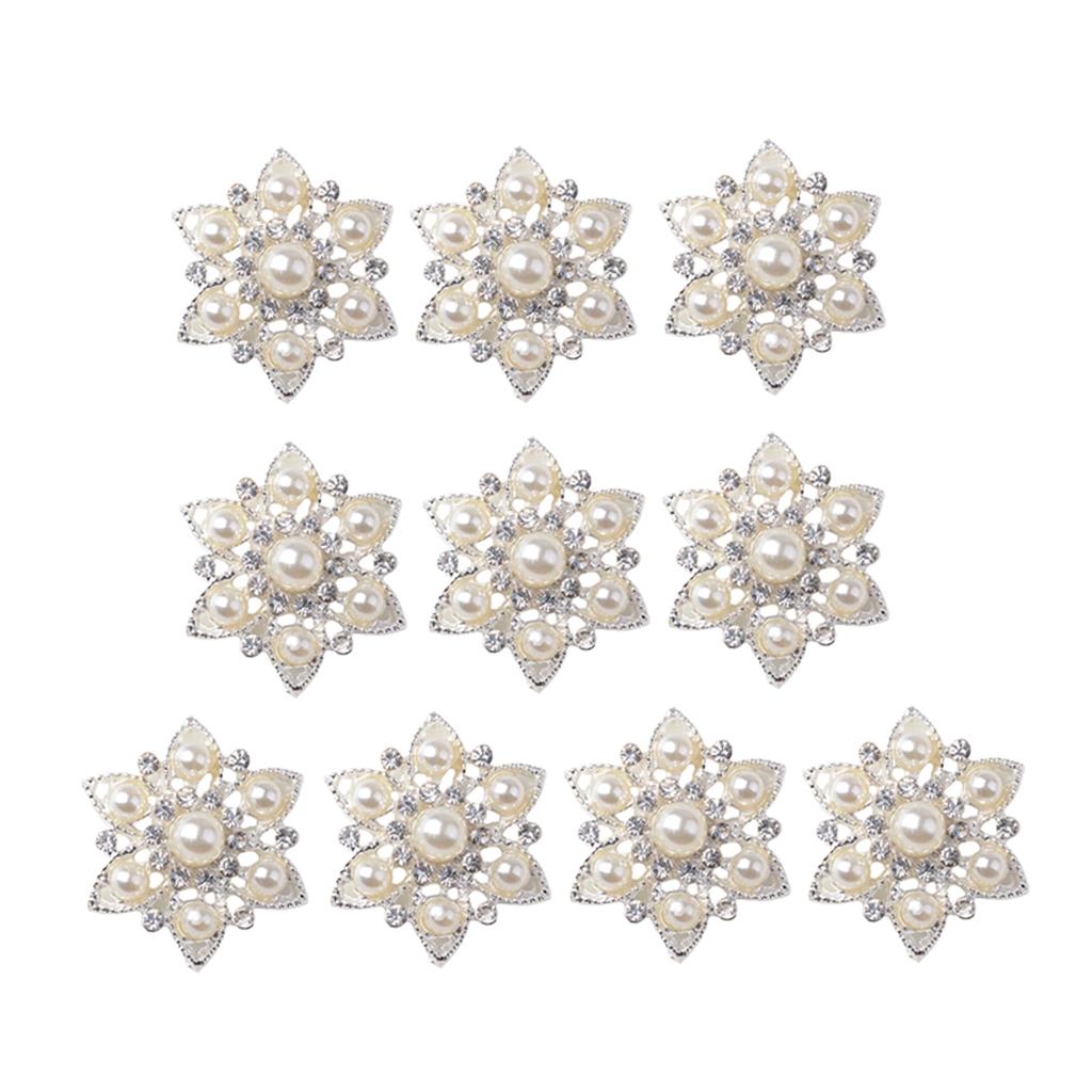 Alloy Pearl Flatback Rhinestone Buttons Decorative Embellishments for Dresses Scrapbooking and Hair Accessories