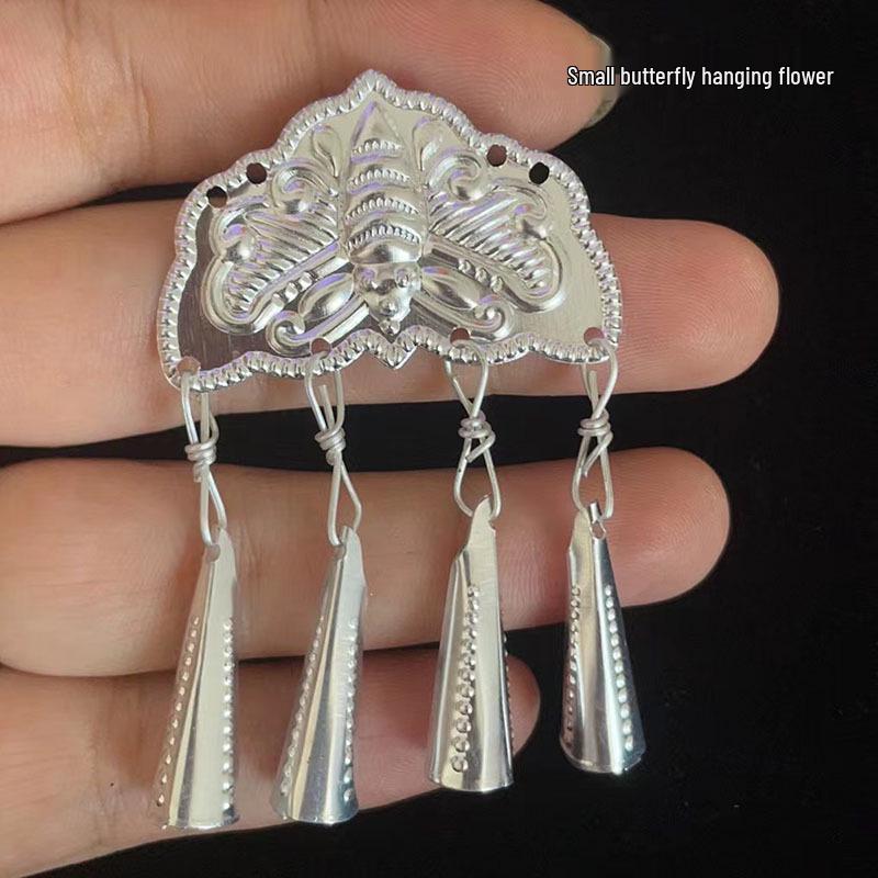 Miao Ethnic Silver Butterfly Pendant and Bells Ornament Accessories