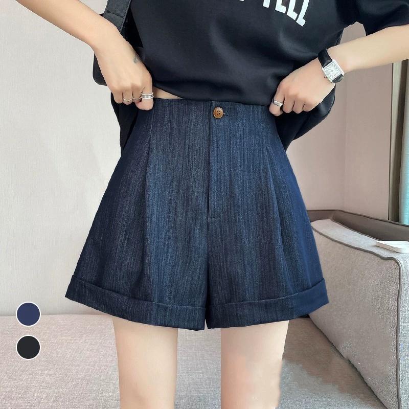 Women's Summer Tencel Denim Shorts – High Waist Loose A-Line Wide Leg Casual Shorts