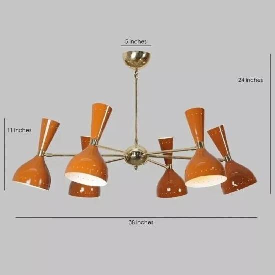 Mid‑Century Modern Brass 12‑Light Sputnik Chandelier – Statement Starburst Ceiling Fixture
