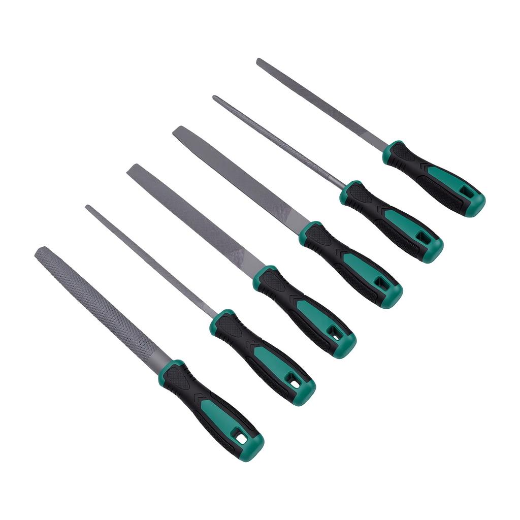 6 Pcs File Set with Ergonomic Rubber Handle Portable File Kit for Woodworking Jewelry Repair