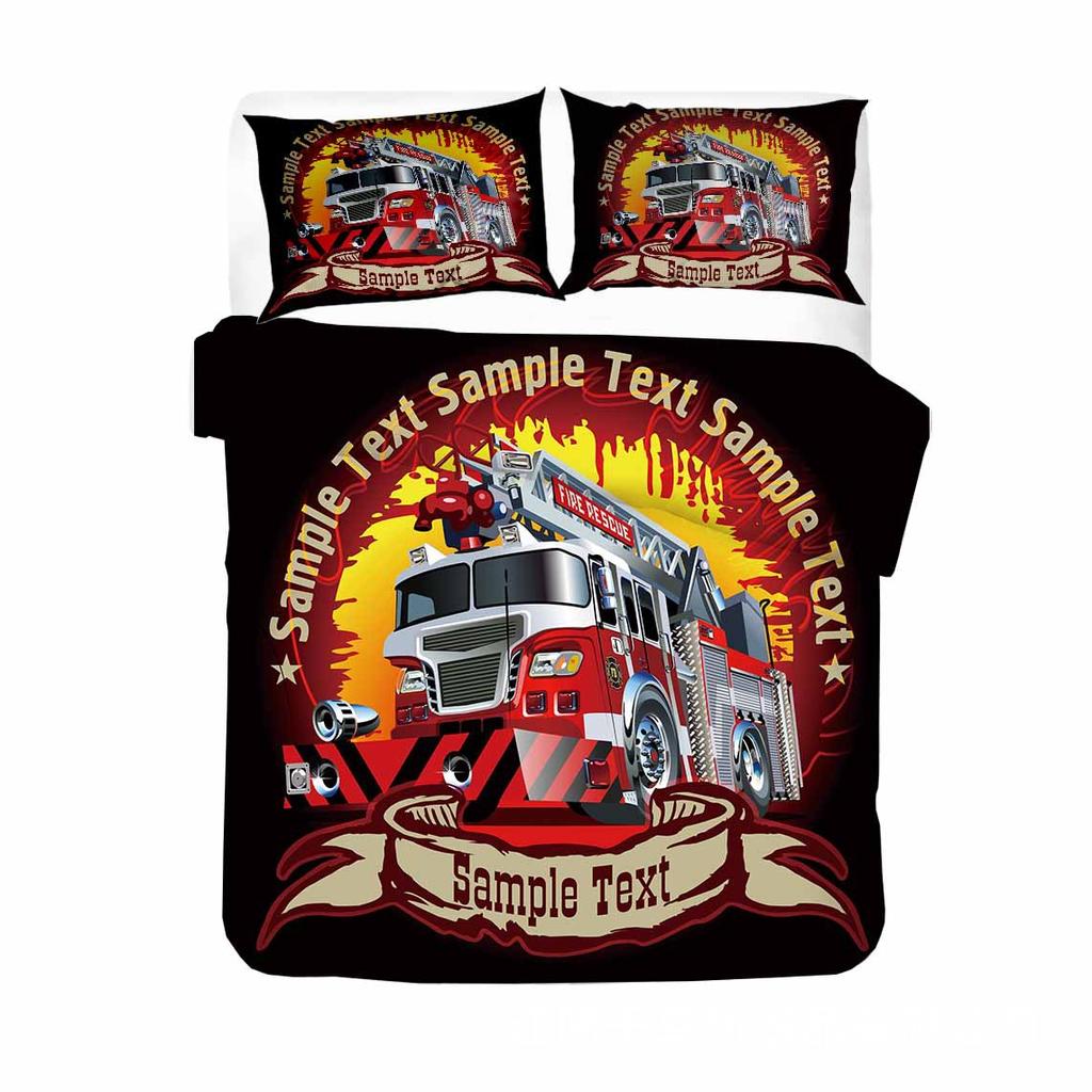 Classic Durable King Queen Firefighter Truck Size Red Firemen Car For Kids Boys Girls Fire Engine Polyester Quilt