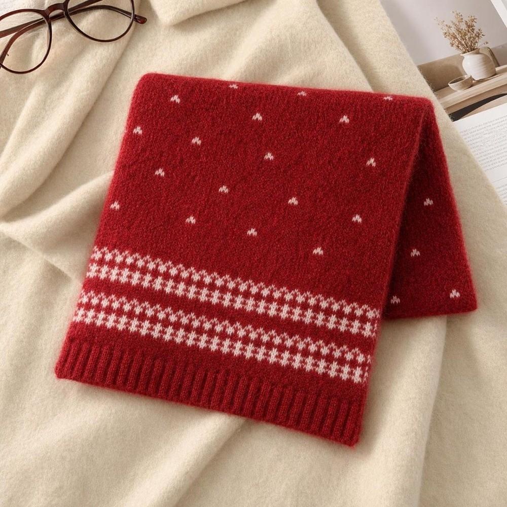 Retro Knitted Scarf Korean Style Winter Scarf Versatile Ladies Wool Scarf