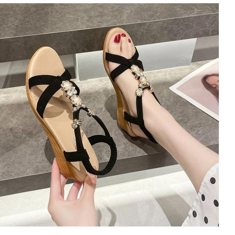 Soft Leather Roman Sandals Women Summer New Soft Sole Outwear Women'S Wedge Shoes Fashion Casual Designer Shoe Ladies