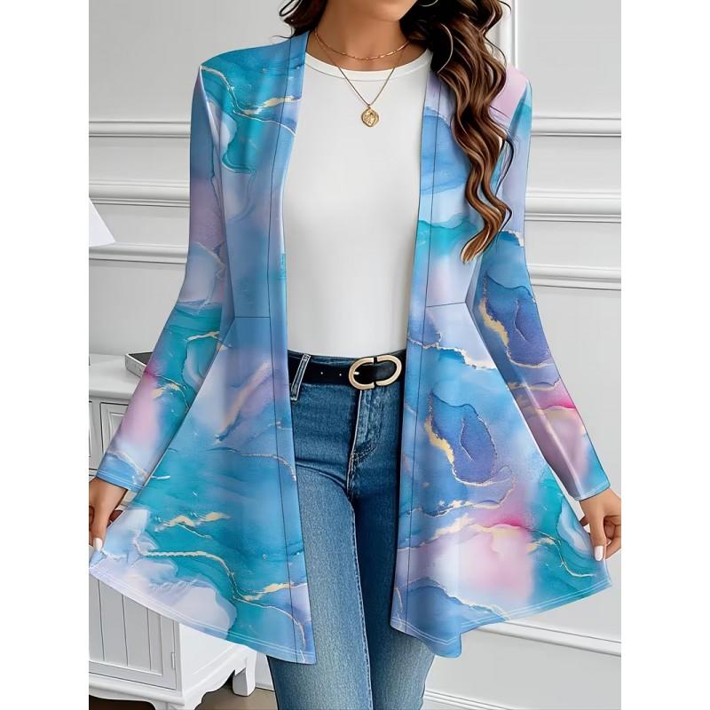 2026 Casual Open Front Cardigan Mid-Length Coat 3D Pumpkin Ghost Print
