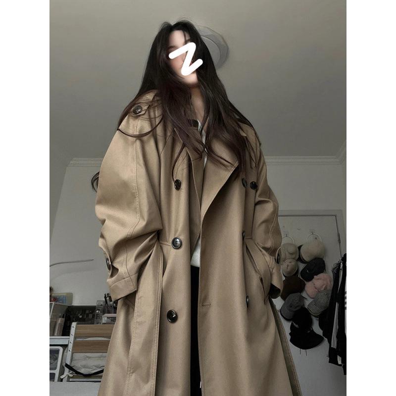 Gabardina Gris de Longitud Media para Mujer Petite: Estilo Coreano y Británico Primavera/Otoño 2025