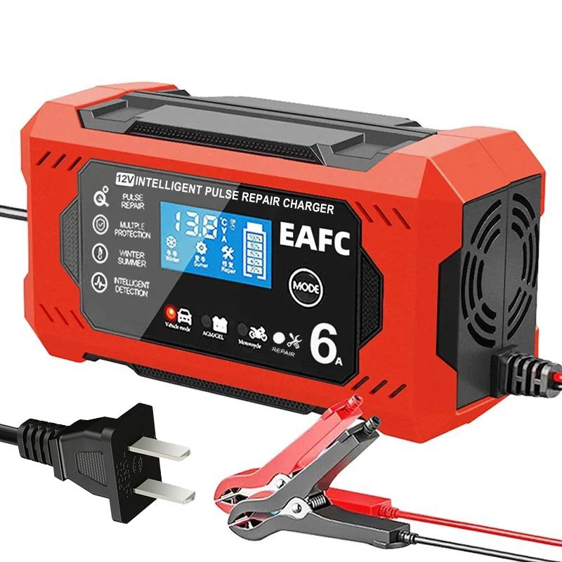 Chargeur de Batterie de Voiture 6A 12V Dispositif de Charge de Batterie de Voiture et de Moto Batterie Plomb-acide Réparation Intelligente Écran LCD