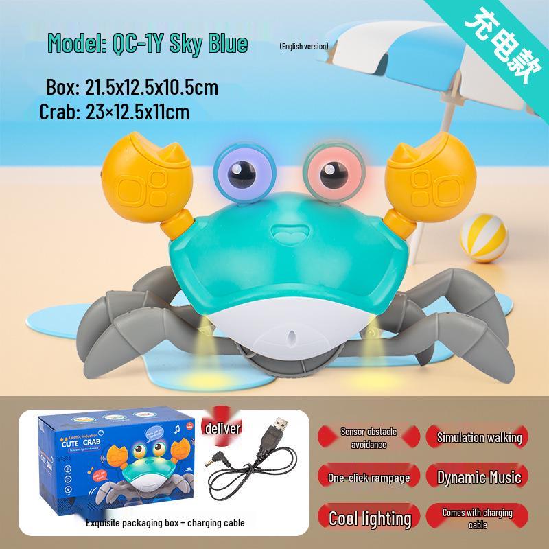 Cross-Border Children's Electric Crawling Crab Toy with Obstacle Avoidance