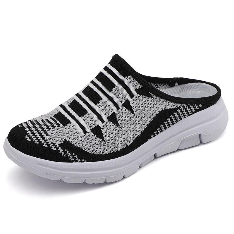 Women's 2024 Fashion Fly-knit Half-Slippers: Breathable, Slip-on Mesh Casual Shoes.
