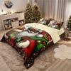 Three-piece Christmas Bedding Set, Brushed Duvet Cover and Pillowcase Set with Santa Claus Digital Print