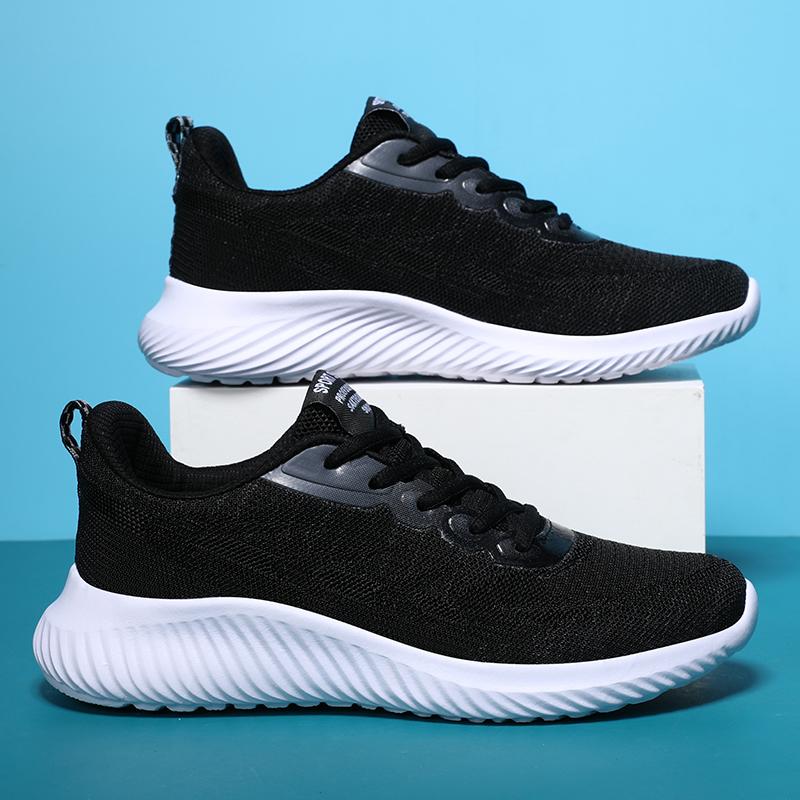Fashion Black Women Sports Shoes with Soft Soles Lightweight and Non Slip Student Running Mesh Breathable Casual Basket Tennis Athletic