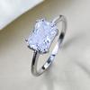 S925 Sterling Silver Square-Cut Zircon Ring for Women (6x8mm)