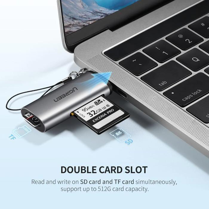 UGREEN USB C Lecteur de Cartes SD Micro SD TF SDXC SDHC Card Reader en Aluminium Compatible avec Mac