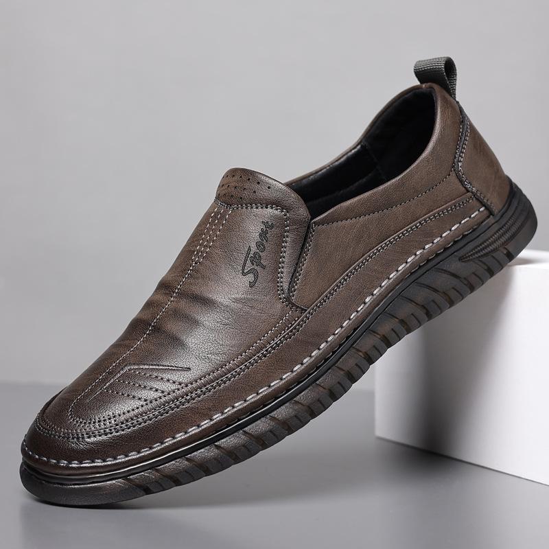

Men s shoes 2025 spring new breathable men s leather shoes soft leather soft sole one pedal driving casual versatile shoes men 44