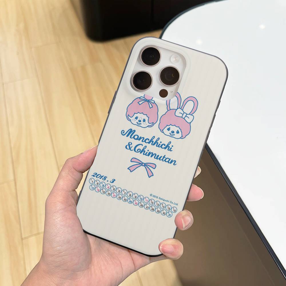 

Cute M-Monchhichi Fashion For IPhone 15 16 17 14 13 12 11 Pro Max 16E 16 Plus 17 Air Corrugated Shockproof Phone Cover iPhone 14