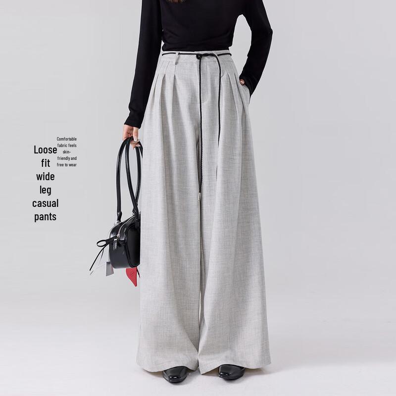 FivePlus Women's Loose Draped Wide-Leg Cropped Pants